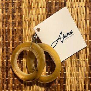 Ajuna Tan Cow Horn Hoop Earrings